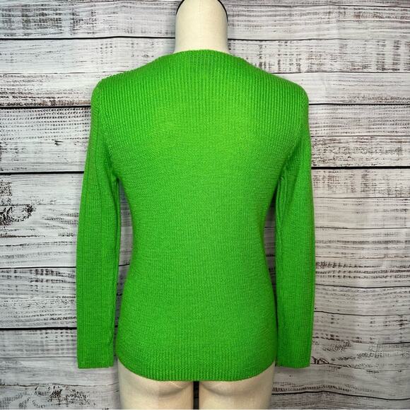 Marisa Christina Medium 100% Pure Wool Green Cardigan Vintage Sweater - Picture 2 of 11